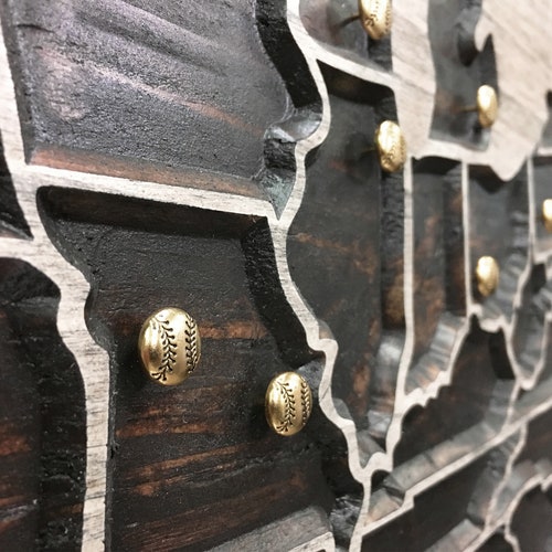 Baseball Push Pin Gold Baseball Pins for Map MLB Stadium Etsy