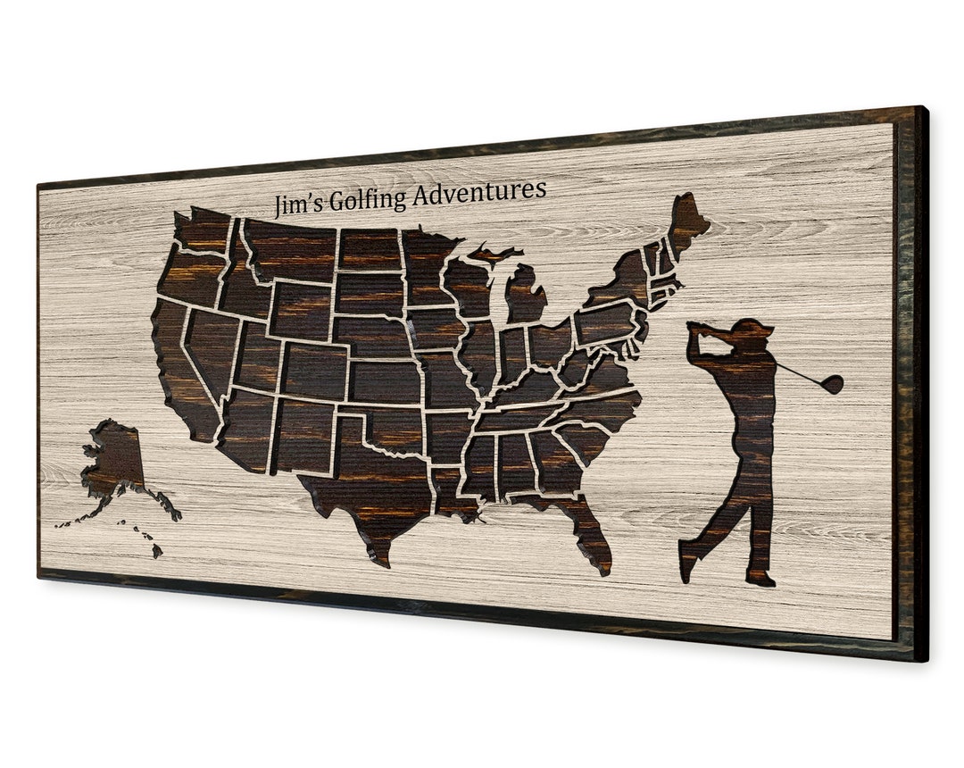 Golf Course Bucket List Map US Push Pin Map Mark Travels Etsy