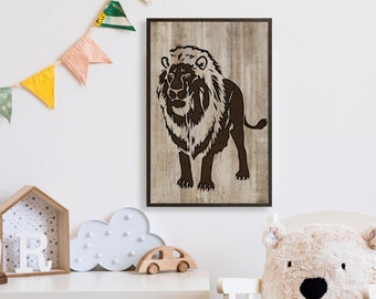 Carved Lion Art | Wood Wall Art | Lion Wall Decor | Lion Gift Ideas | Safari Home Wall Decor | Safari Animals | Animals for Kids