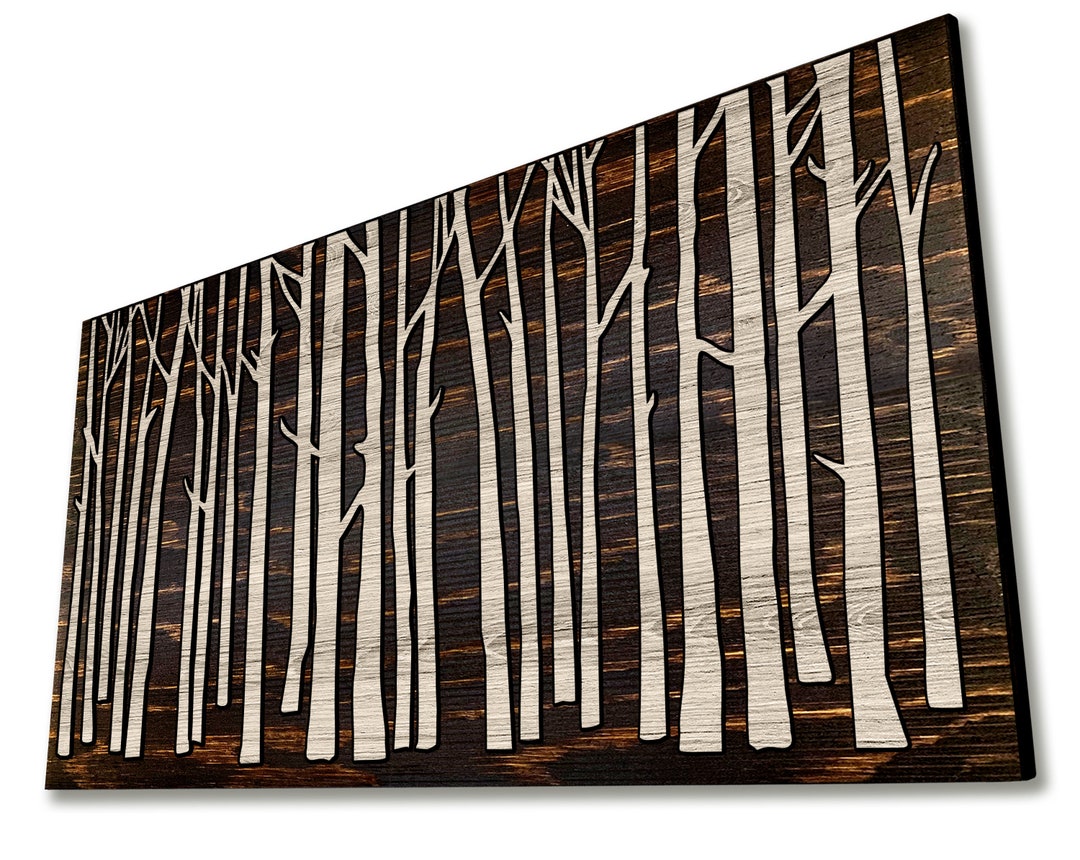 Carved Birch Tree Wall Art Wood Wall Art That is Easy to Hang Abstract