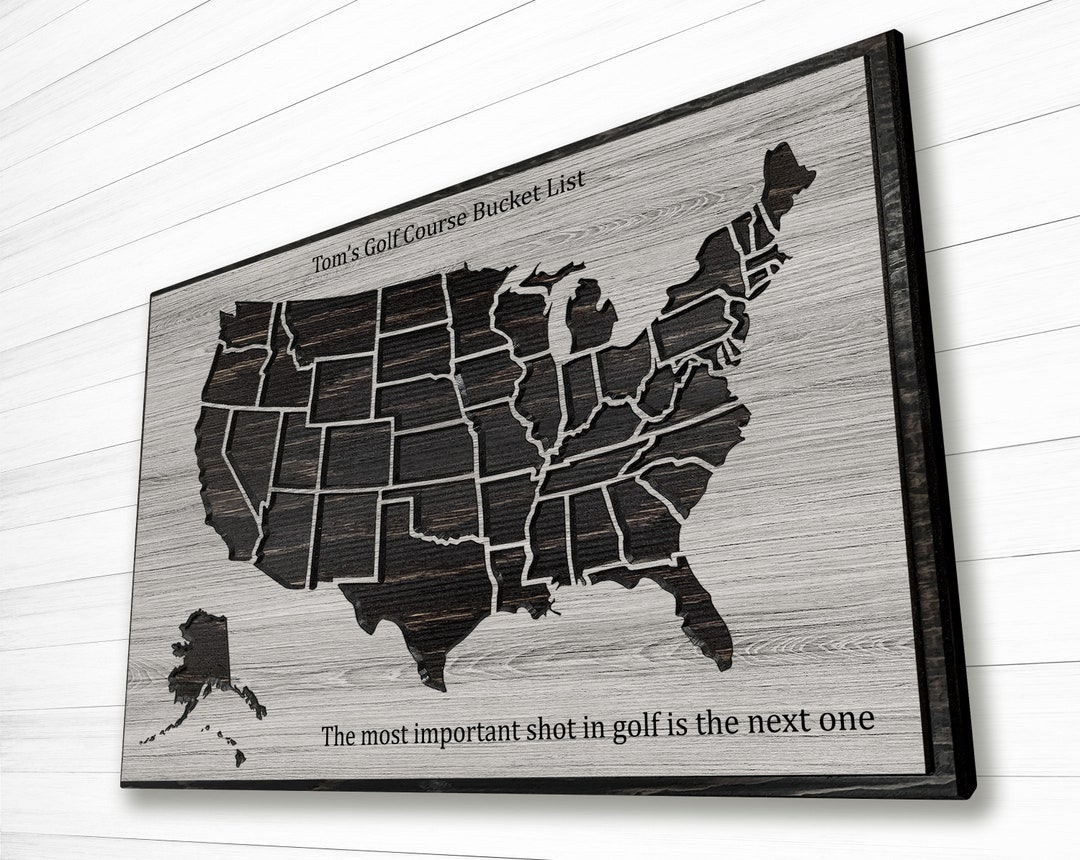 Golf Course Bucket List Map Golf Wall Art Push Pin Map Custom Wooden