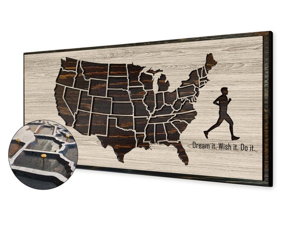 Running Map for Men Custom US Map for Athletes Mountain | Etsy