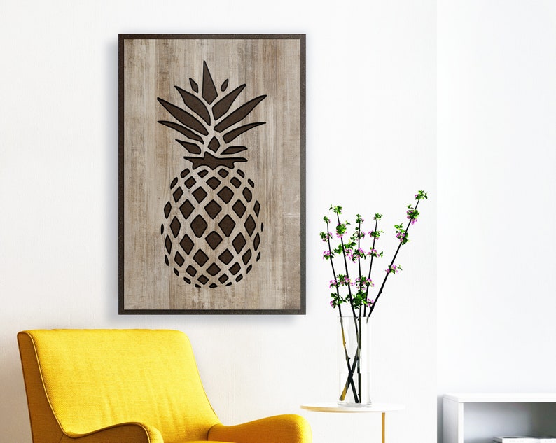 Pineapple Wall Decor Pineapple Art Tropical Kitchen Decor Etsy