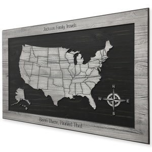 Family Name Sign, United States Travel, Push Pin US Map, Anniversary Idea, Customize, Personalize, US Map Art, Been There Pinned That