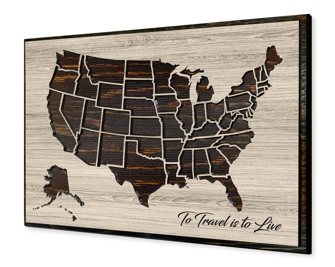 Push Pin Map of the United States - to Travel is to Live - Travel Map ...