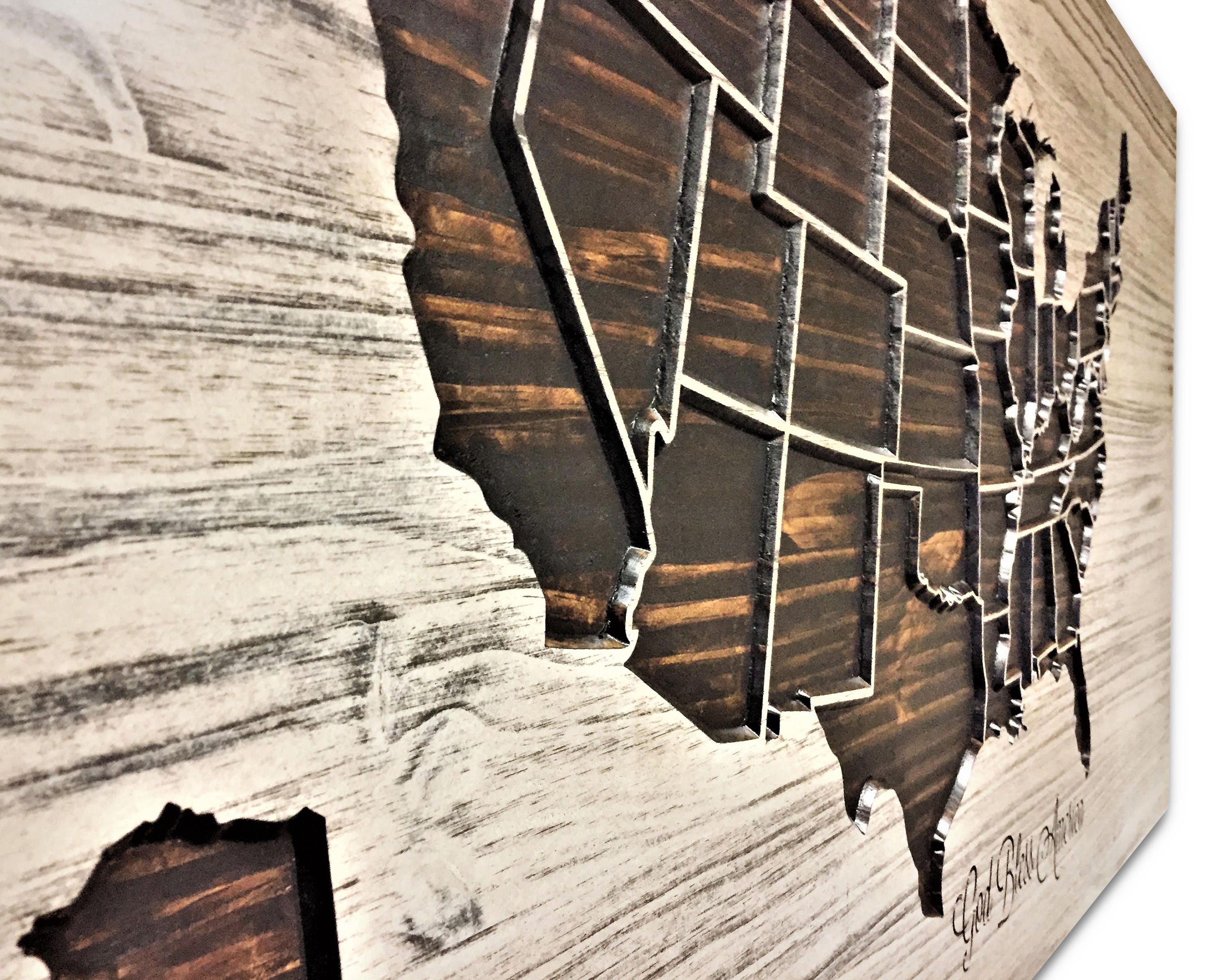 US Map Wall Art Rustic Wood map carved wall decor US map Etsy