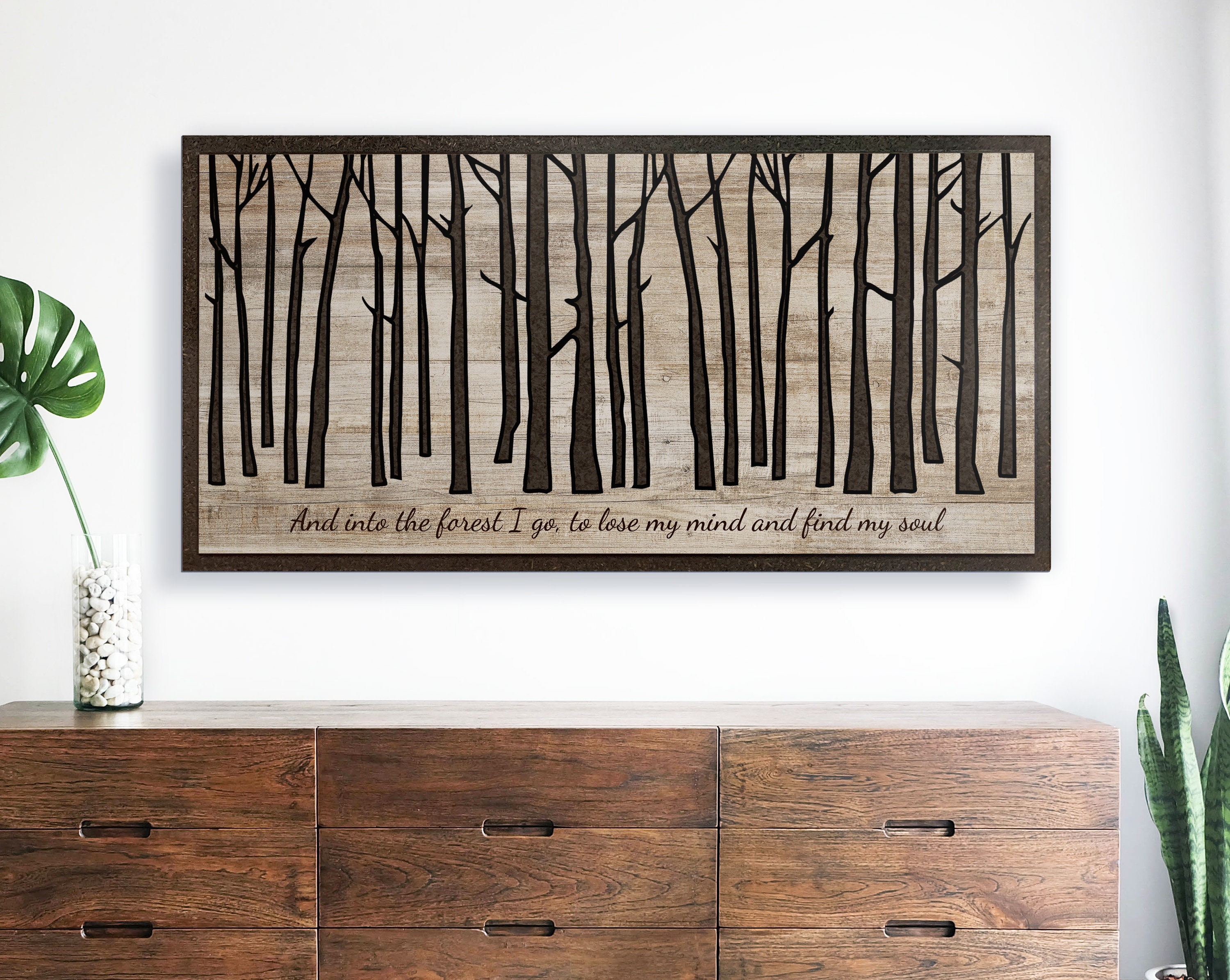 Unique 3D Birch Tree Wall Art Custom Quote Wood Cabin Decor