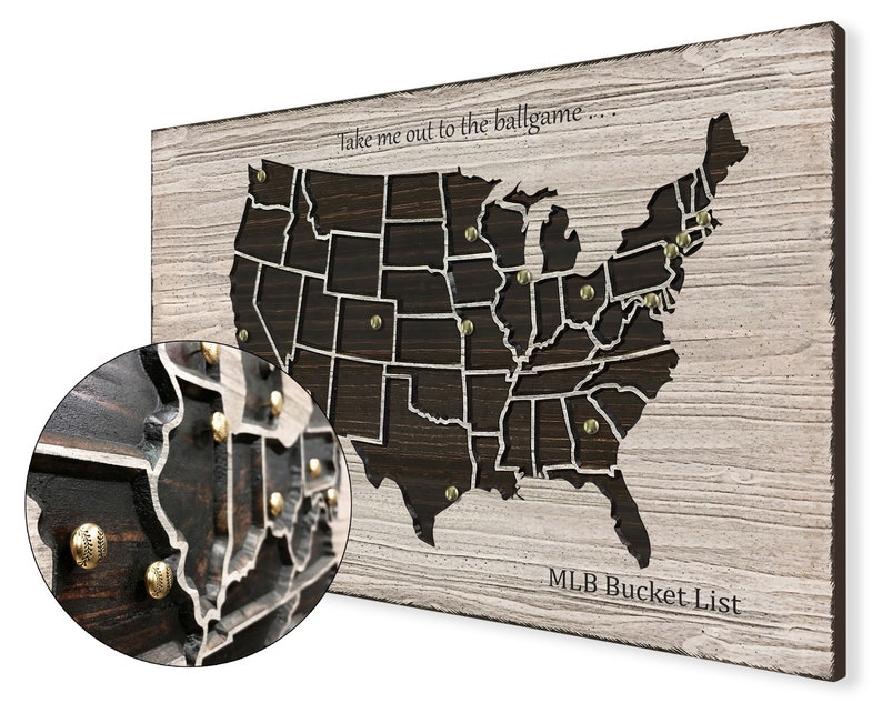 MLB Bucket List Map Major League Baseball Ball Park Tour Map Etsy