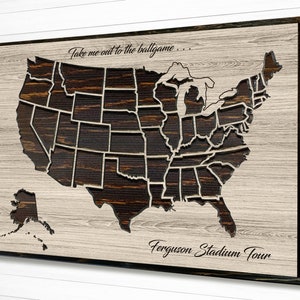 Baseball bucket list map - Track MLB Stadiums - MLB Stadium Map - Baseball push pin map