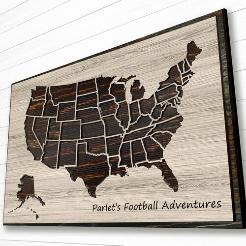 Football Stadium Map NFL Stadium Checklist Football Sports Etsy