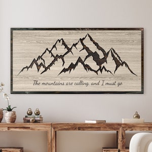 Mountain Wood Wall Art - Custom Quote Cabin Wall Decor - Nature and Tree Art - Carved Wood - Lightweight and Easy to Hang - Unique gift idea