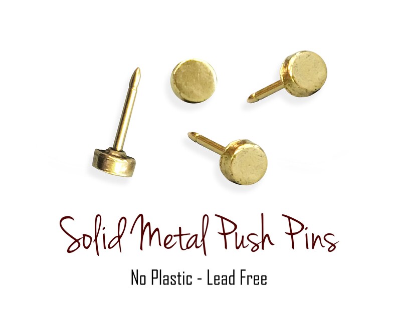 Simple Flat Round Push Pins Small Profile Golden Pins to Etsy