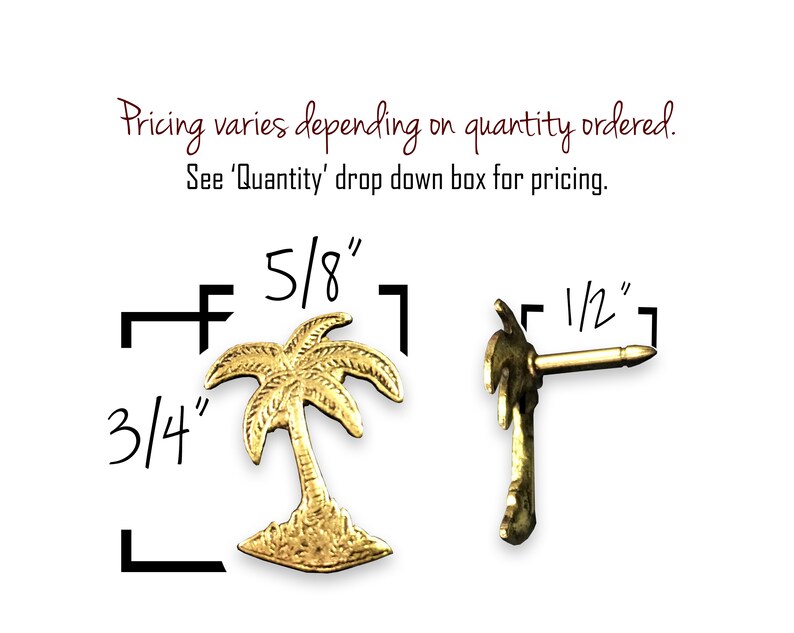 Gold Palm Tree Push Pins Tropical Golden Pushpin Solid Metal Etsy