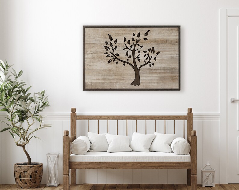 Tree Art Wood Carved Wall Decor Home Decoration Living Etsy