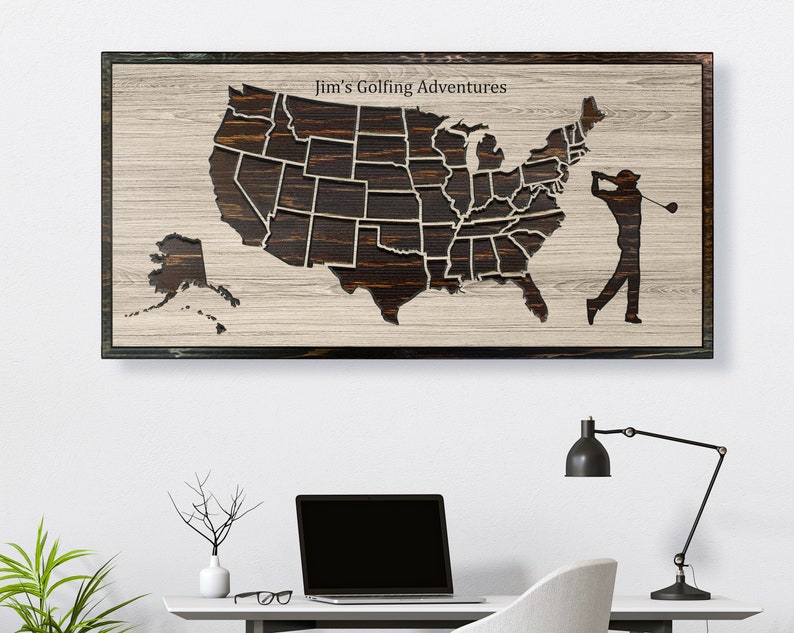 Golf Course Bucket List Map US Push Pin Map Mark Travels Etsy