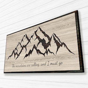 Mountain Wood Wall Art - Custom Quote Cabin Wall Decor - Nature and Tree Art - Carved Wood - Lightweight and Easy to Hang - Unique gift idea