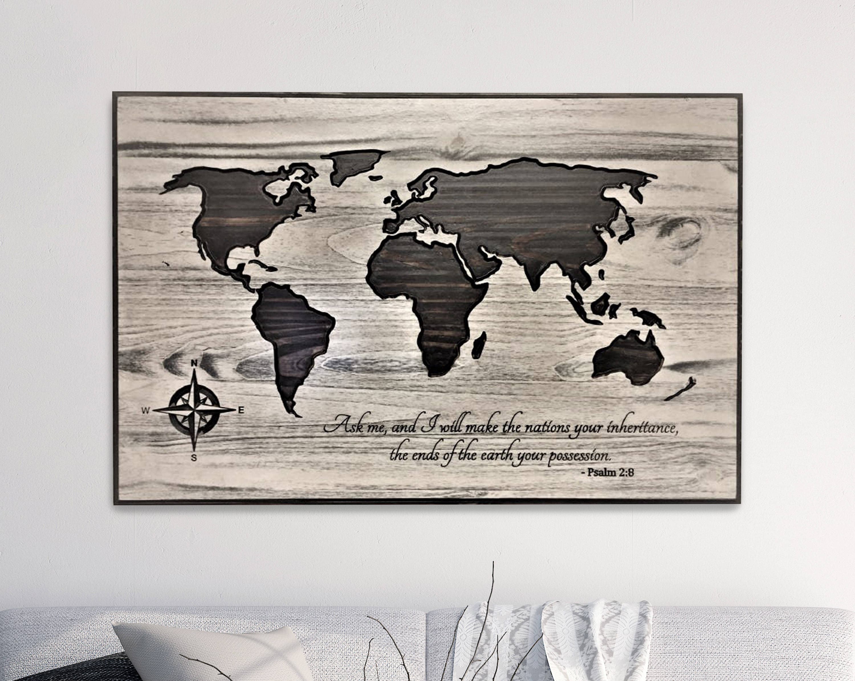 Custom Home Wall Decor Wood Wall Art Wooden Map Religious Etsy