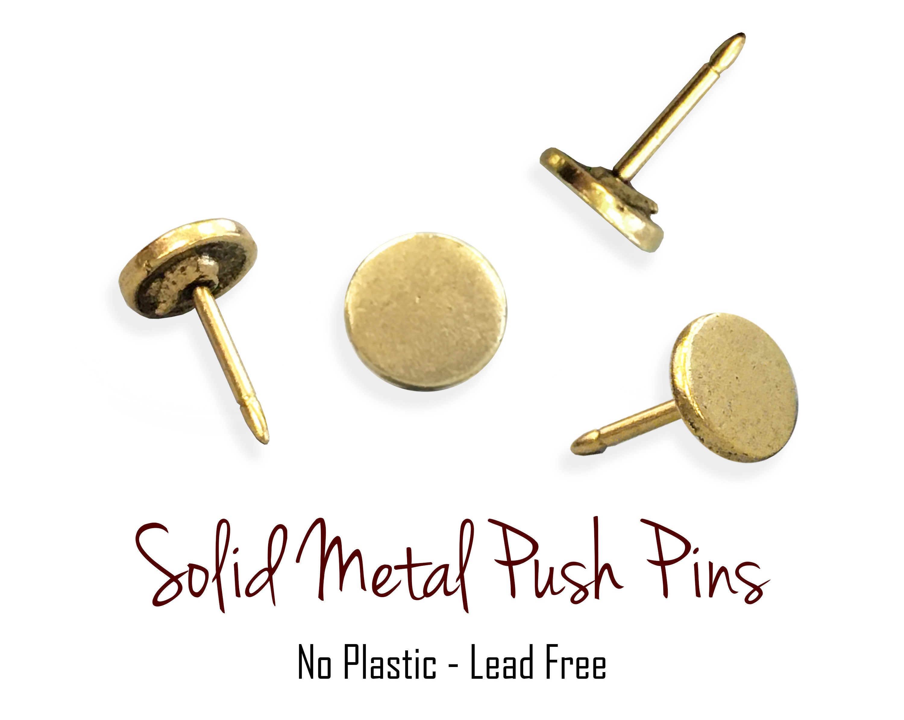 Flat Round Gold Push Pins Larger Profile Simple Pins to Mark Etsy
