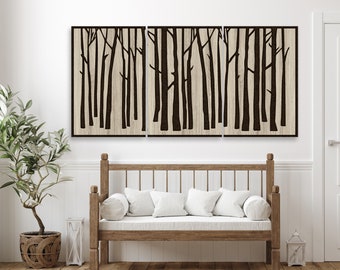 3D Wall Art, Carved, Birch Tree Art, Trees in a Forest Picture, Tree Print, Large Wall Decor Idea, Hang on Wall, Branches, Branch Wall Decor