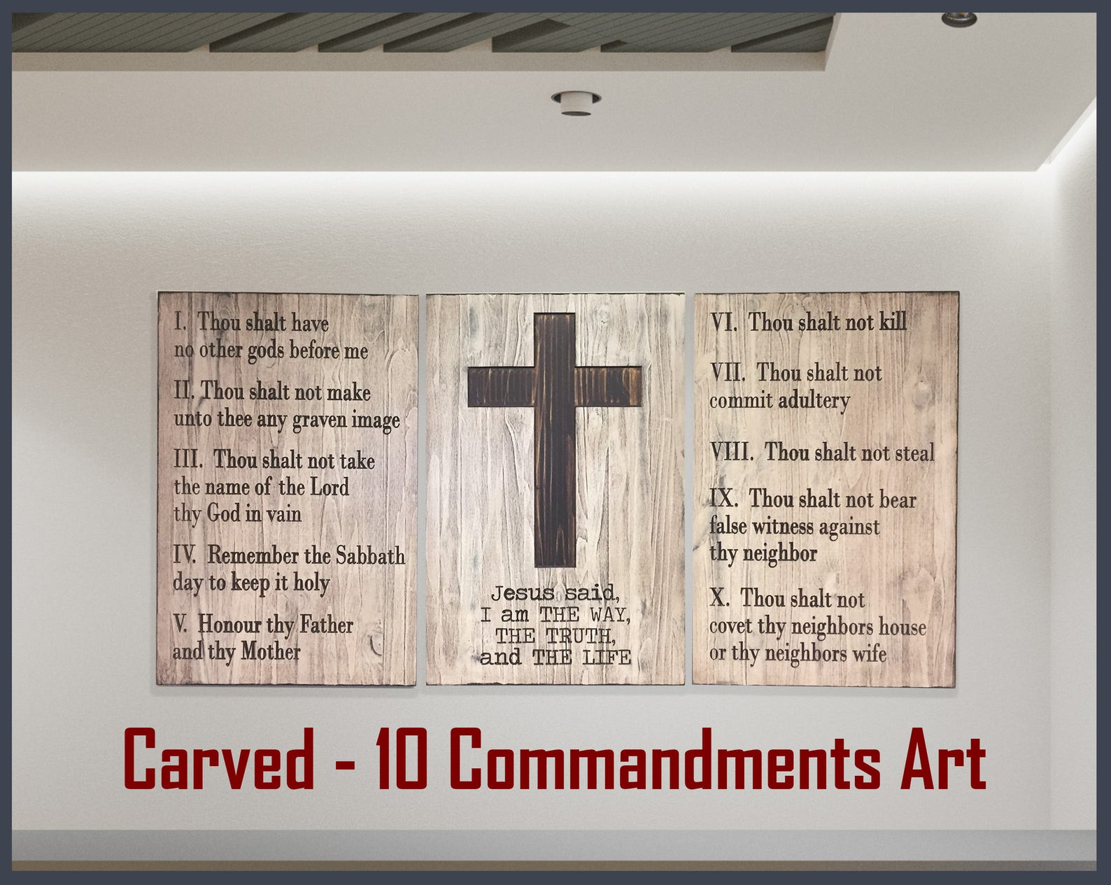 The 10 Commandments Wall Art Wood Wall Art Church Decor Etsy
