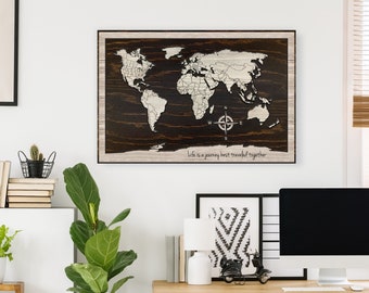 World Map Wall Art, Map of World with Country Lines, Push Pin Map, Map to mark travels, Wall Decor, Sign, Print, Poster, Canvas, Picture