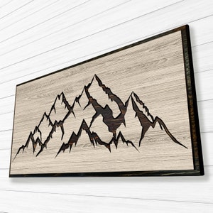 Mountain Wood Wall Art - Cabin Wall Decor - Nature and Tree Art - Carved Wood - Lightweight and Easy to Hang - Unique gift idea