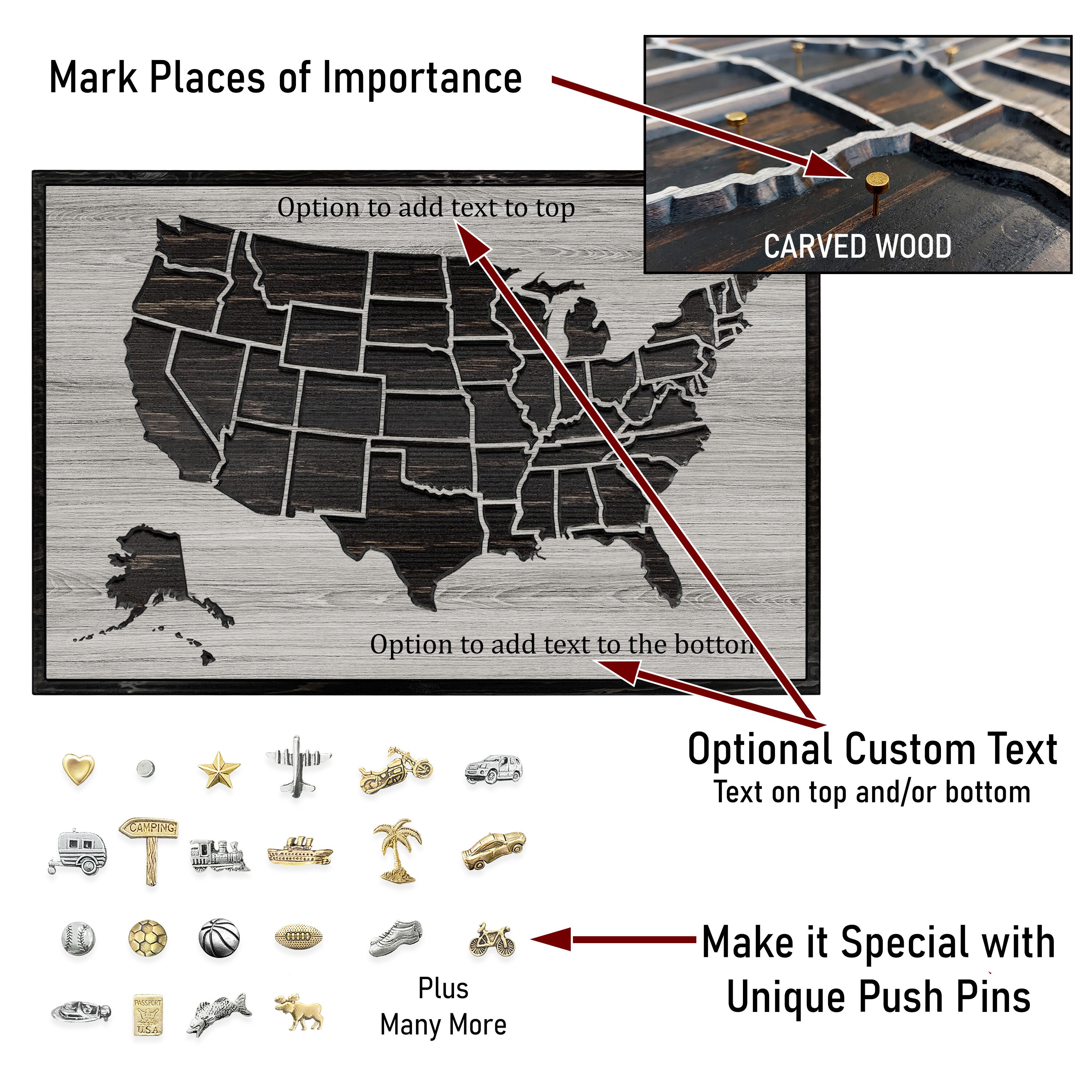 Golf Course Bucket List Map Golf Wall Art Push Pin Map Etsy