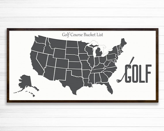 Golf Bucket List Push Pin US Map Golf 