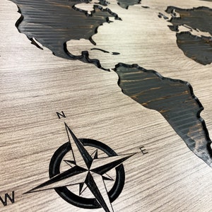 World map wall art - Push pin map of the world - Custom world map - Carved wooden map - Wedding anniversary gift idea