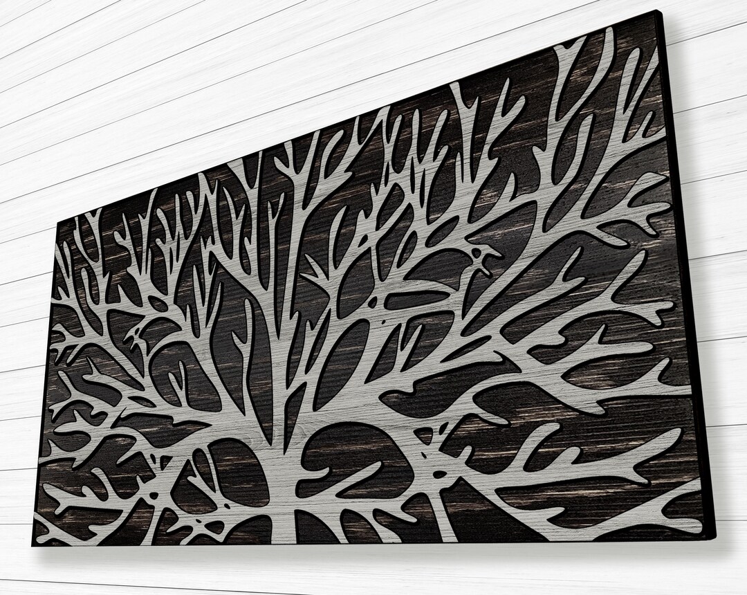 Abstract Tree Branch Wall Art - Carved Wood Wall Art - Home or Office ...