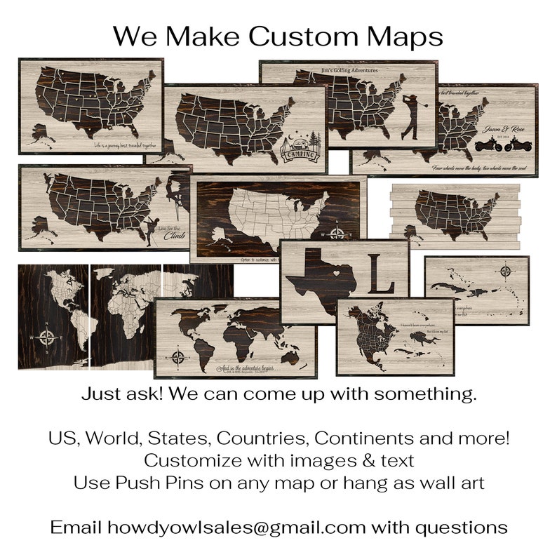 Push Pin Map, Map to Mark Travels, Travel Log, US Map Wall Art, Anniversary Gift, Wedding Gift Idea, Gift for Husband, Wife, Wedding Shower image 9