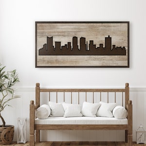 Fort Worth Texas Skyline Picture | Carved Wood Wall Art | Living Room Bedroom Entryway | Anniversary Gift Idea | Personalize Name Date