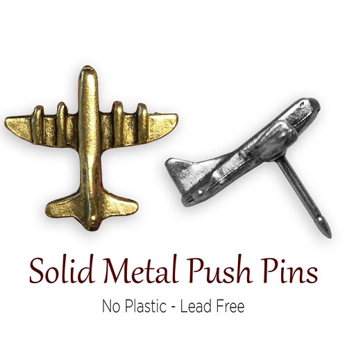 Silver & Gold Airplane Push Pins Plane Pushpin Howdy Owl Etsy