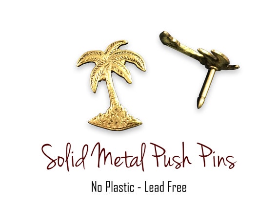 Gold Palm Tree Push Pins Tropical Golden Pushpin Solid Metal | Etsy