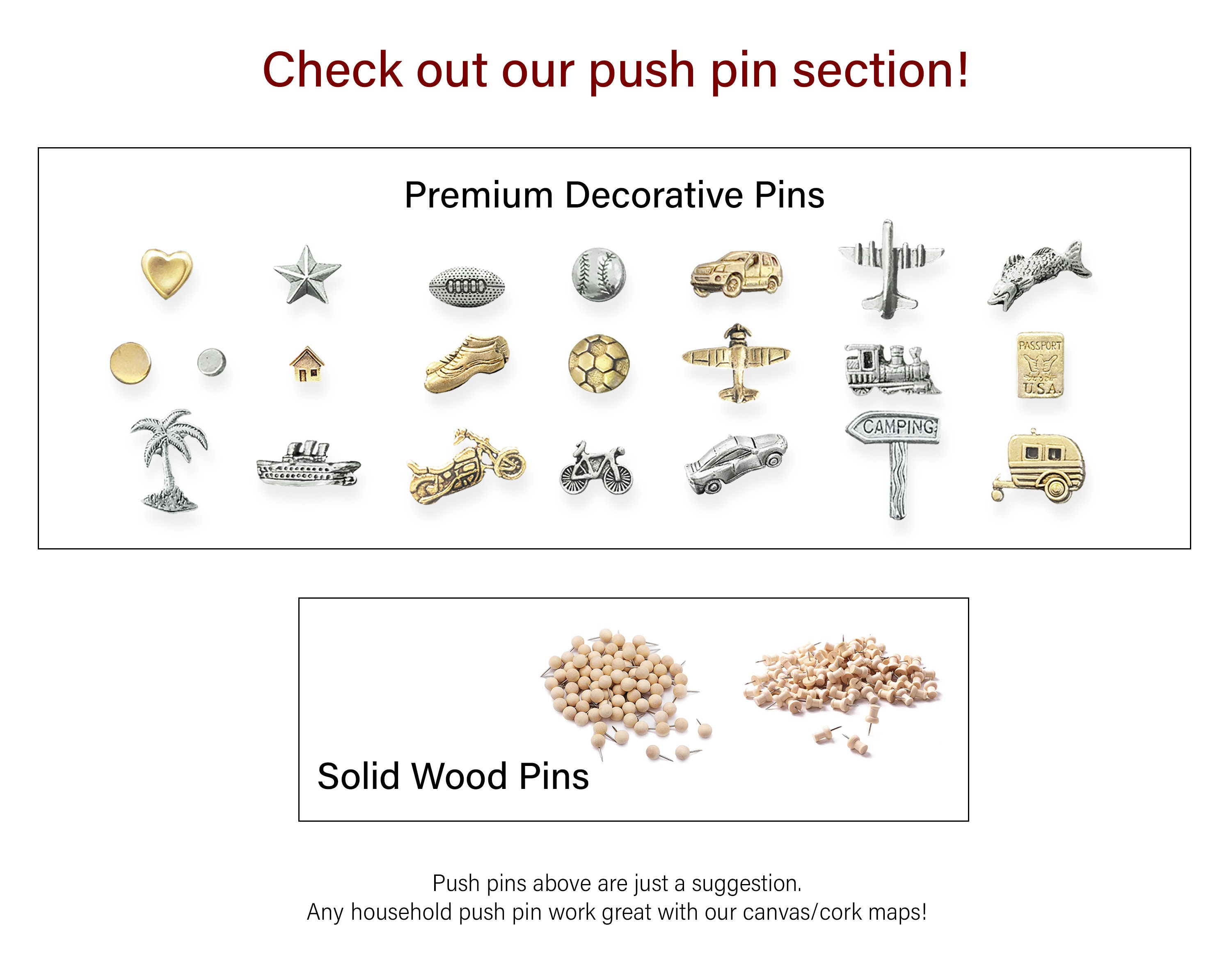 Push Pin Baseball Bucket List US Map | Map to Mark Ballparks | Major ...