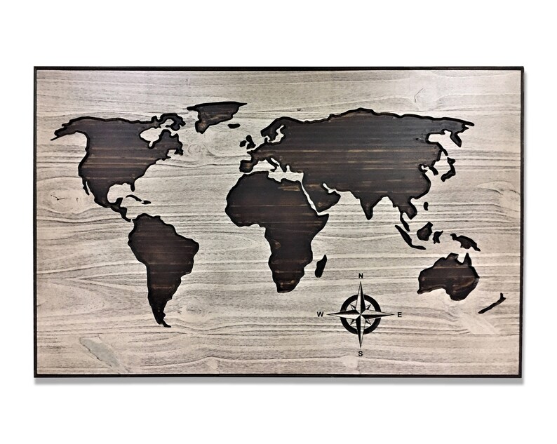 Carved wooden world map wood wall art world map home decor