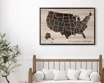 Push Pin Map Map To Mark Travels Travel Log Wood Or Canvas Etsy