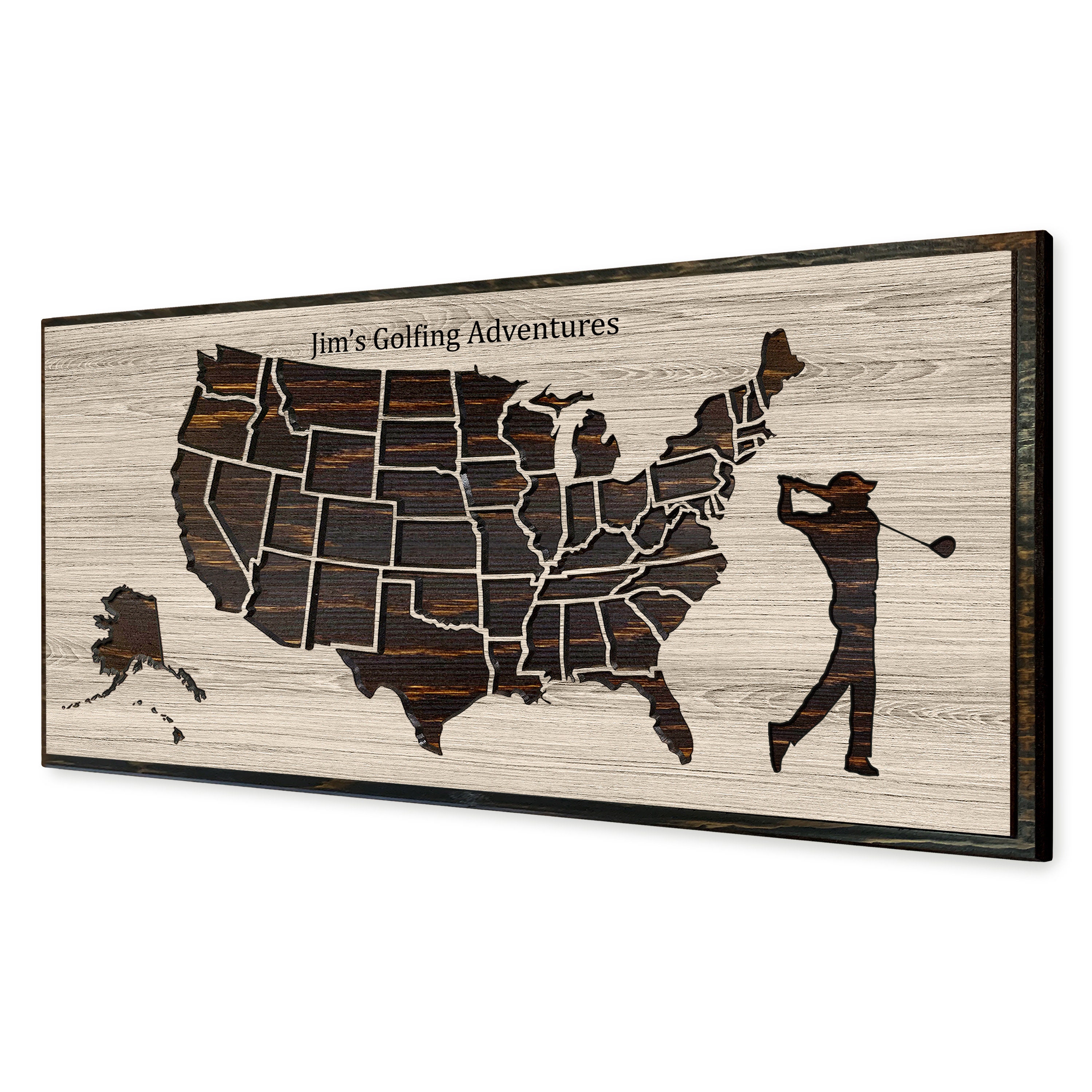 Golf course bucket list map - US push pin map - Mark travels and locations of golf courses played or visited - PGA tour - Gift for golfer