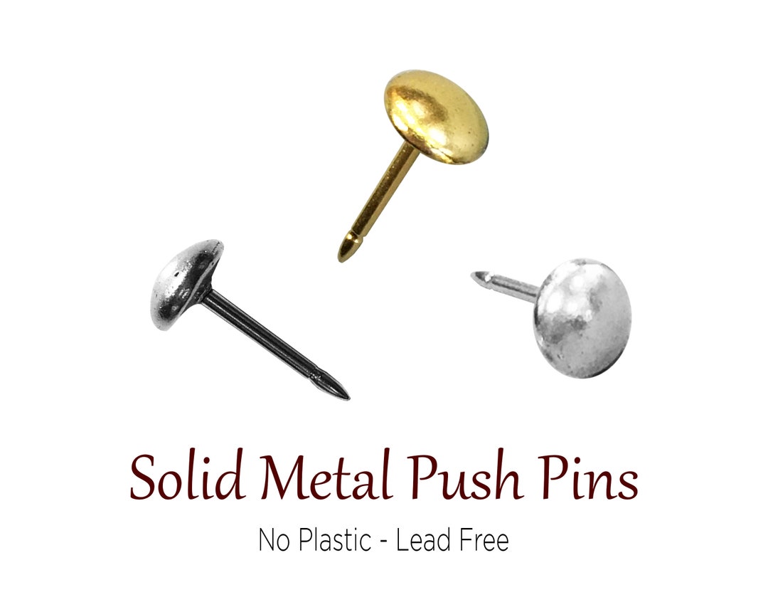 Silver & Gold Round Dome Push Pins, Simple Pins to Mark Travels, Pushpin,  Solid Metal No Plastic 