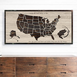 US Fishing Travel Map, US push pin map, Carved Wooden map, Customize the text, Fishing Adventure Map, Gift for Fishermen