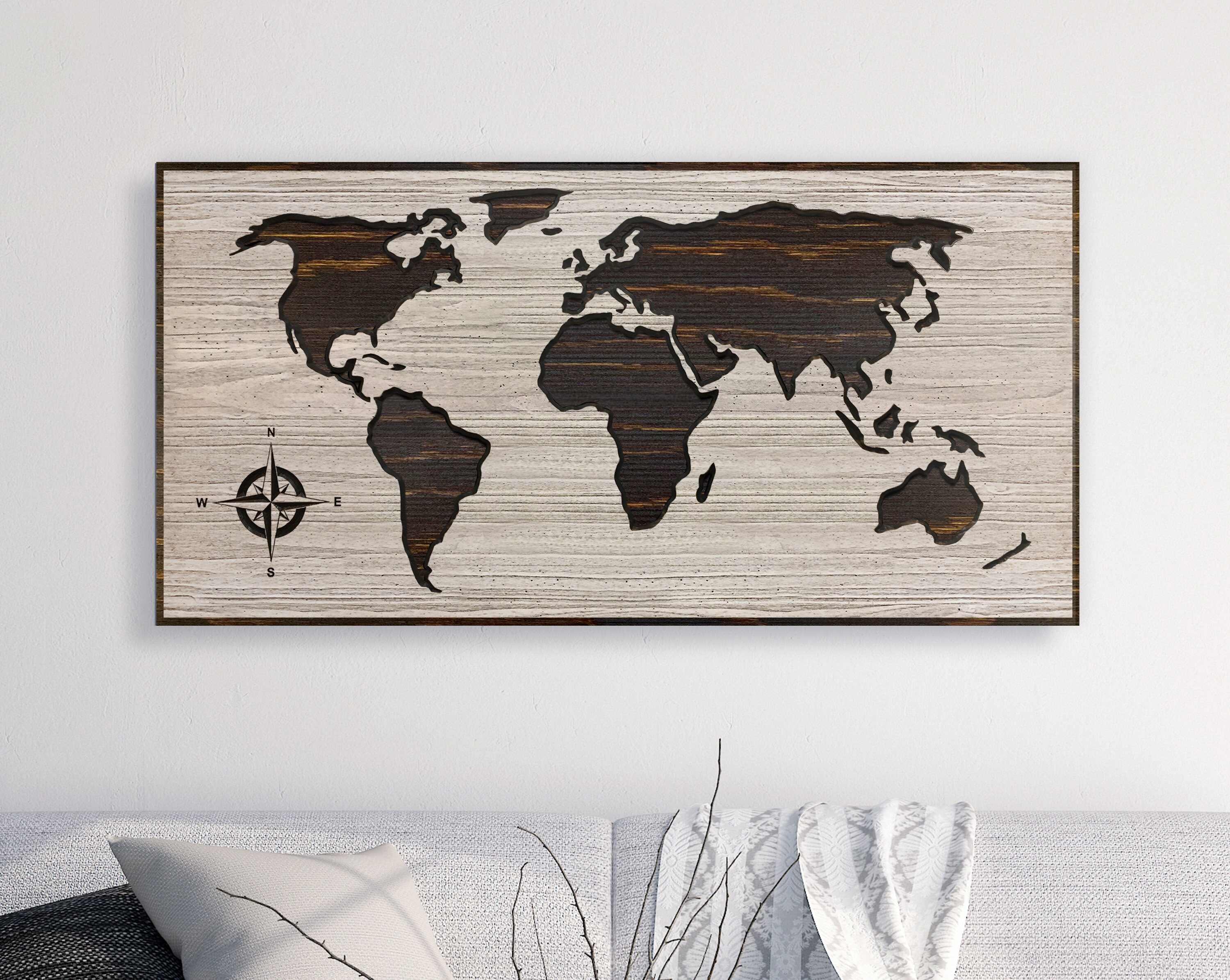 World Map Wall Art and Home Wall Decor Picture of World Map | Etsy