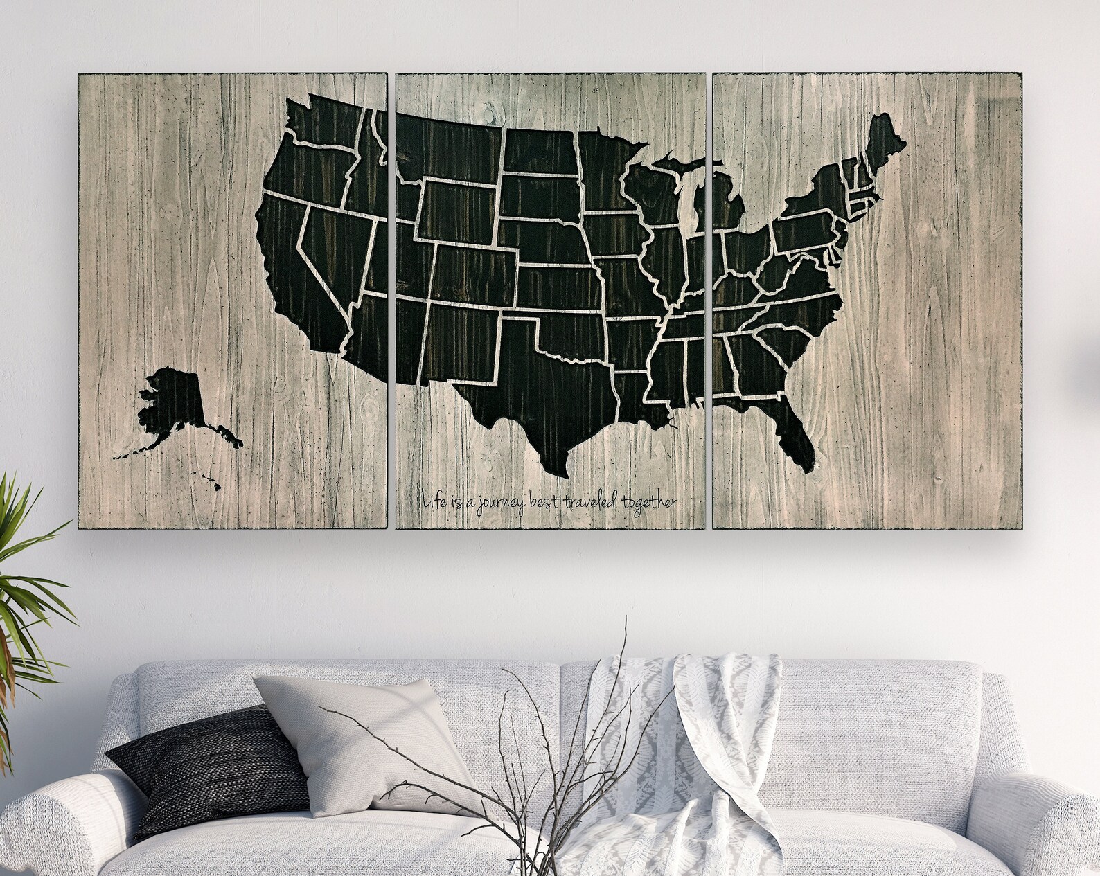 Map of United States with Custom Text US Map Wood Wall Art | Etsy