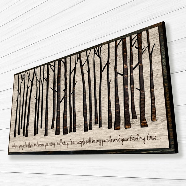 Carved Birch Tree Art, Bible Verse, 3D Wood Wall Art, House Decorating, Custom, Aspen, Contemporary, Poster, Gift Any Occasion, Housewarming