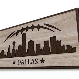 Dallas Skyline Wall Decor, Wood wall art carved, Dallas Cowboys Art, Dallas Cowboys Football, Gift for Football Fans, Texas Football