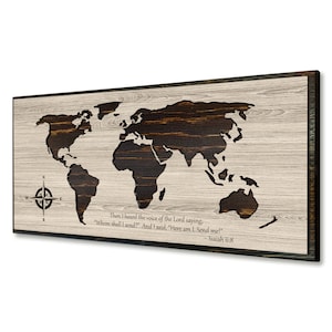 Spiritual Wall Decor, Whom shall I send? Scripture Art, Custom Bible Verse, World Map Art, Christian, Church Decor, Religious, Isaiah 6:8