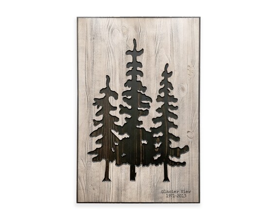 Carved Cabin Wall Decor Evergreen Spruce Pine Forest Wall Etsy