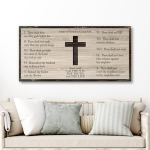 10 Commandments Wall Art - Spiritual Art - Carved wood wall art - Church wall art - Wood cross sign - Christian wall decor