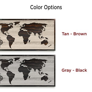 Carved Wood World Map, Rustic Home Wall Decor image 5
