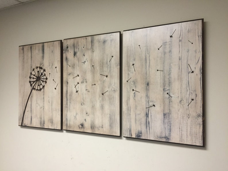 Dandelion Wood Wall Art Home Decor wood sign Carved Etsy