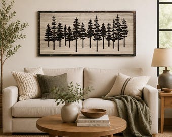 Handmade Pine Tree Wall Art, Rustic Wood Forest Decor, Cabin Wall Hanging, Mountain Lodge Decor, Nature Lover Gift, Woodland